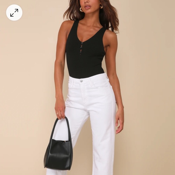 Lulu’s Black Ribbed Knit Sleeveless Bodysuit. Brand new with tags. - Picture 2 of 7